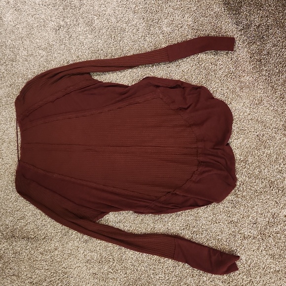 Free people we the free thermal Tunic Top burgundy size xs oversized top - Picture 4 of 4